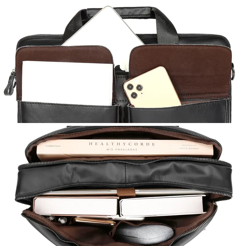 Porte document en cuir multipoches