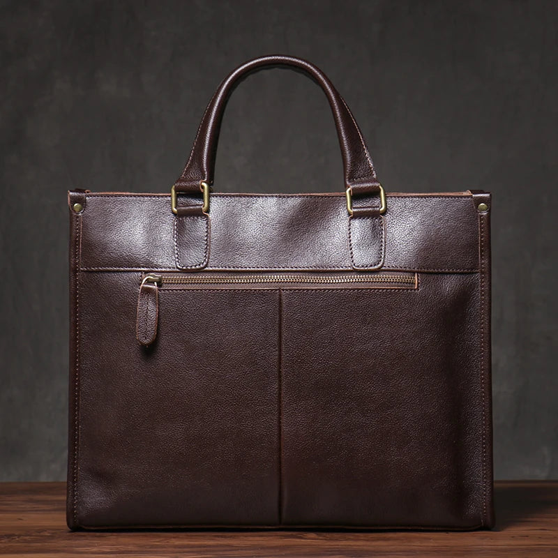 Porte Document de Luxe Marron Foncé – Élégant et Pratique en Cuir Véritable