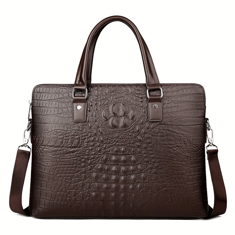 Sac porte documents ajustable motif peau de crocodile