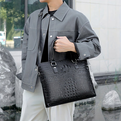 Sac porte documents ajustable motif peau de crocodile