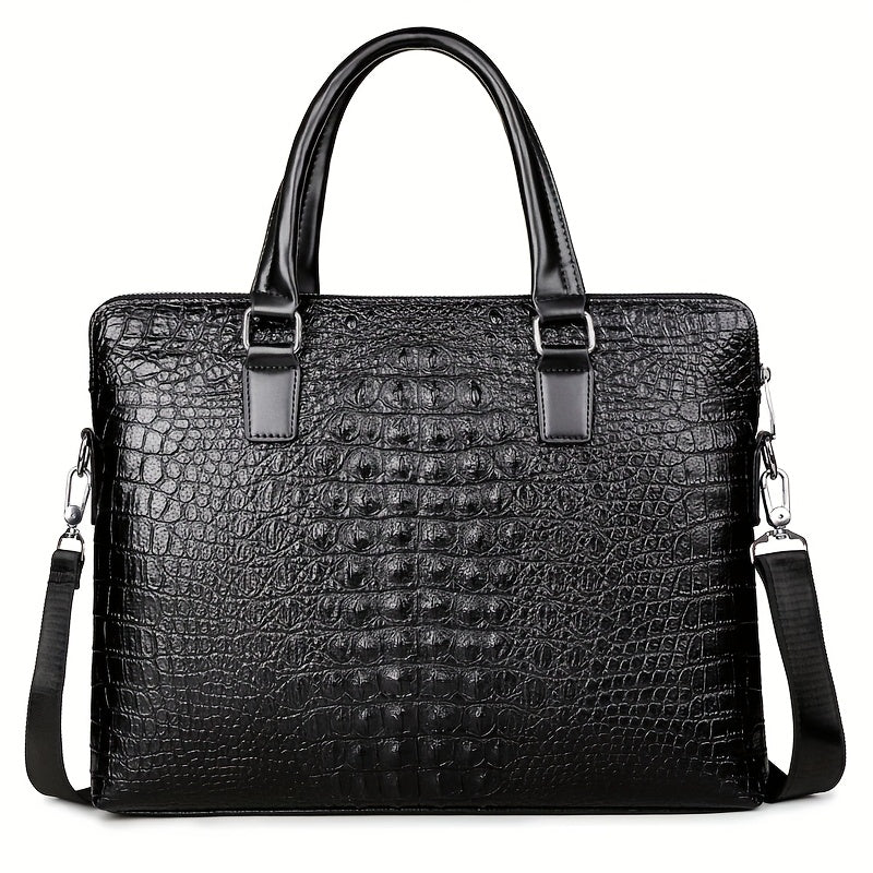 Sac porte documents ajustable motif peau de crocodile