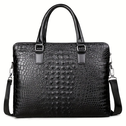 Sac porte documents ajustable motif peau de crocodile