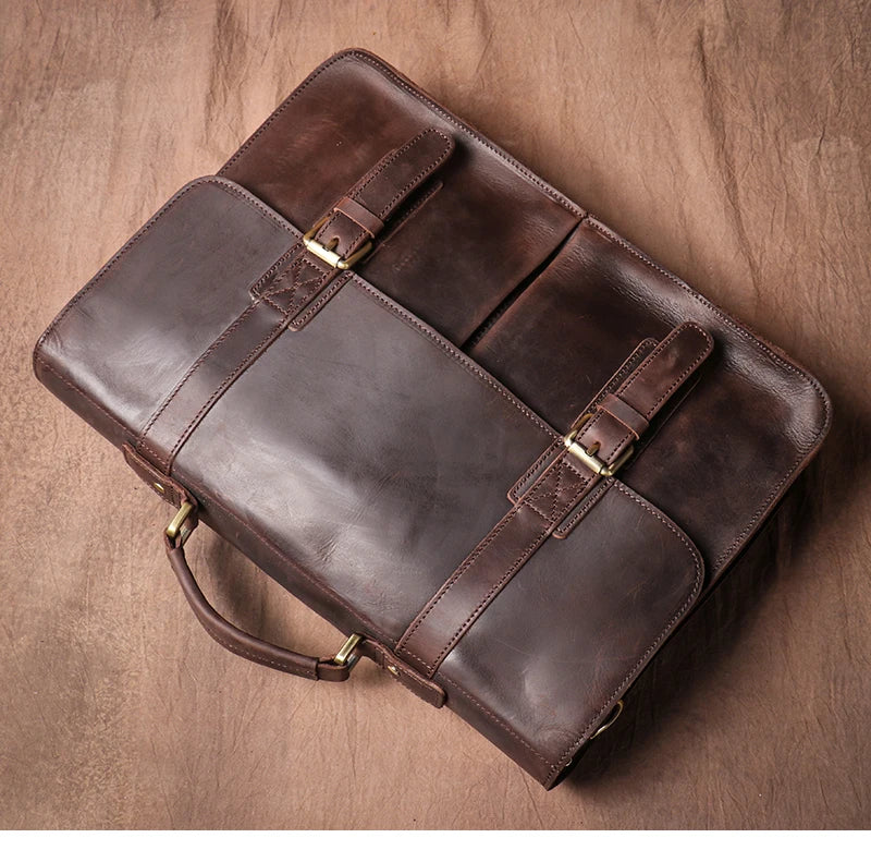 Porte Document en cuir Vintage marron foncé