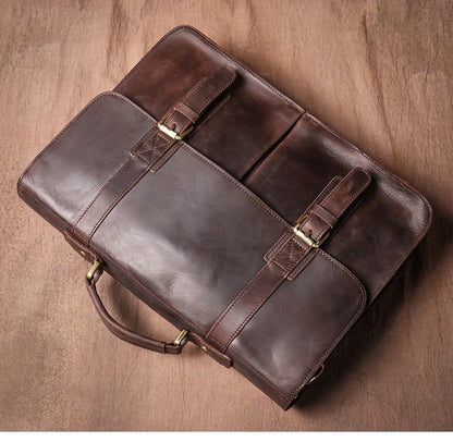 Porte Document en cuir Vintage marron foncé