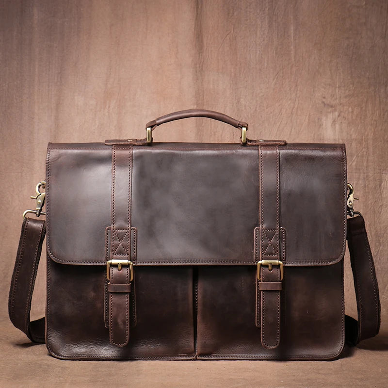 Porte Document en cuir Vintage marron foncé