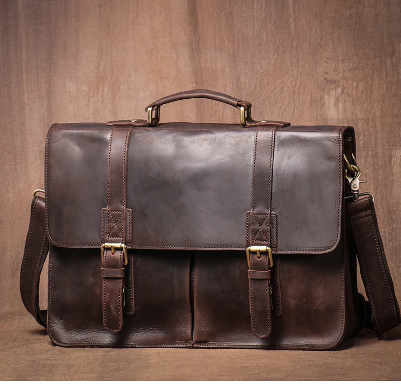 Porte Document en cuir Vintage marron foncé