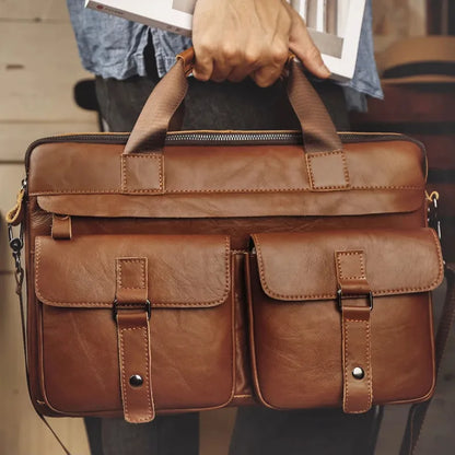 Porte document en cuir multipoches