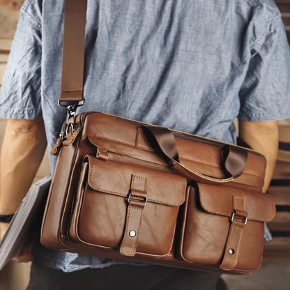 Porte document en cuir multipoches