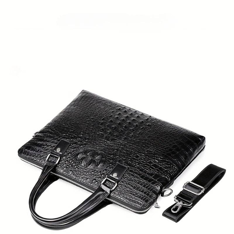 Sac porte documents ajustable motif peau de crocodile