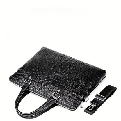 Sac porte documents ajustable motif peau de crocodile