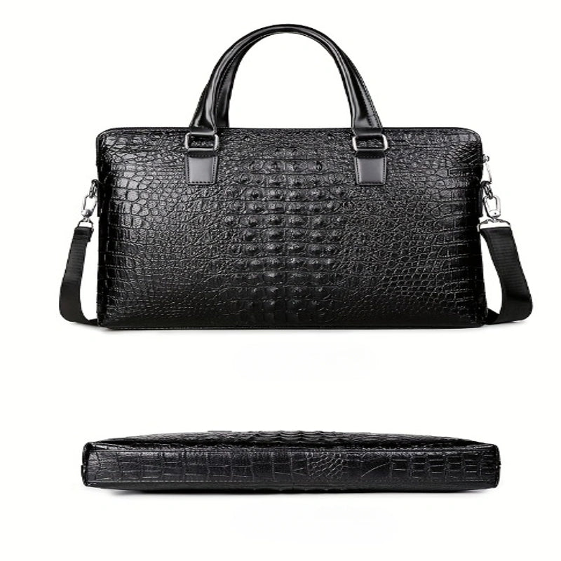 Sac porte documents ajustable motif peau de crocodile
