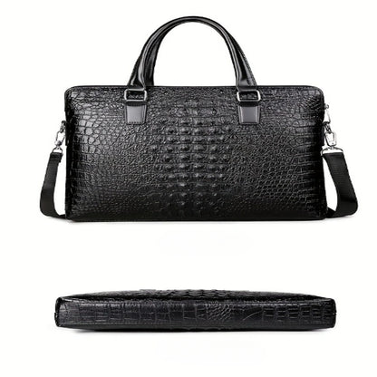 Sac porte documents ajustable motif peau de crocodile