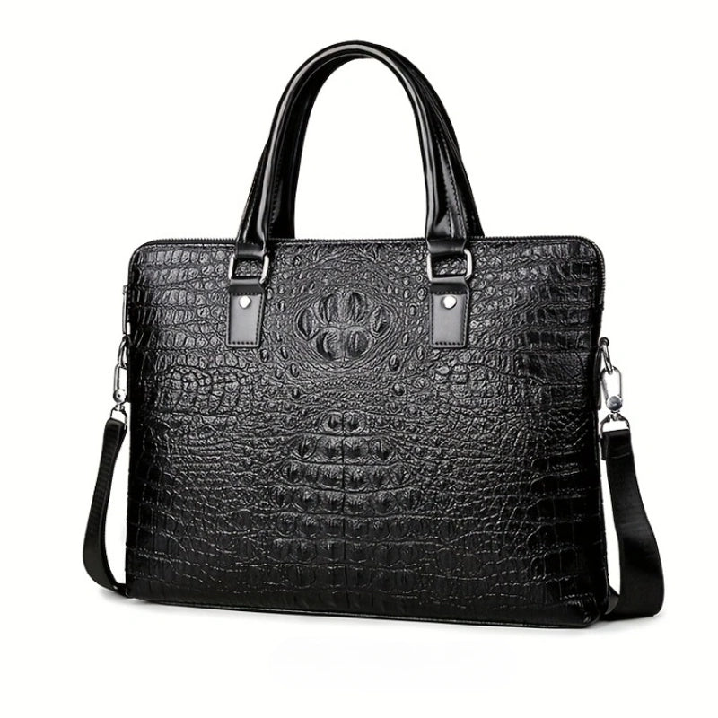 Sac porte documents ajustable motif peau de crocodile