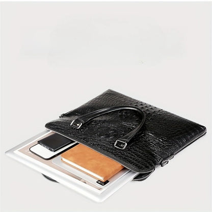 Sac porte documents ajustable motif peau de crocodile